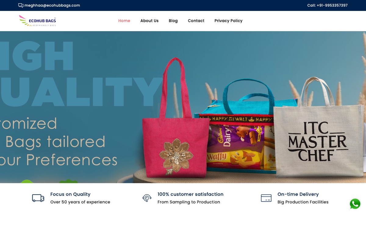B2B Catalogue Site for an Eco-Friendly Bag Manufacturer